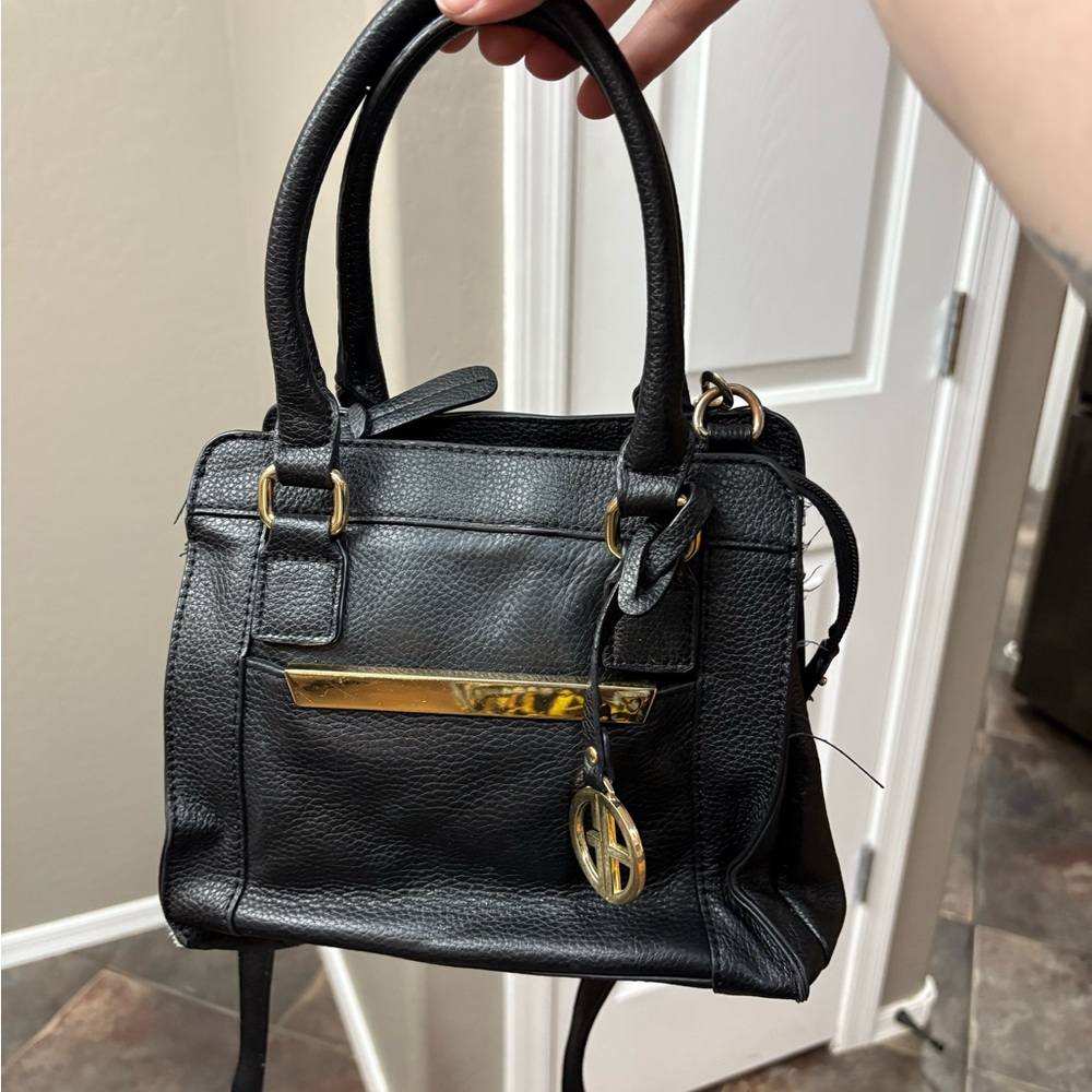 Giani Bernini Black Satchel with Gold Details